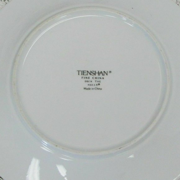5 Christmas Salad or Cake Plates Tienshan Fine China DECK THE HALLS 7.5" Floral - Picture 6 of 6